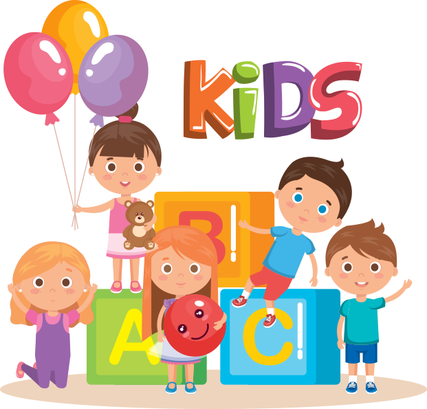 Grupa dzieci bawi się przy kolorowych klockach i balonach – przedszkole Szczecinek